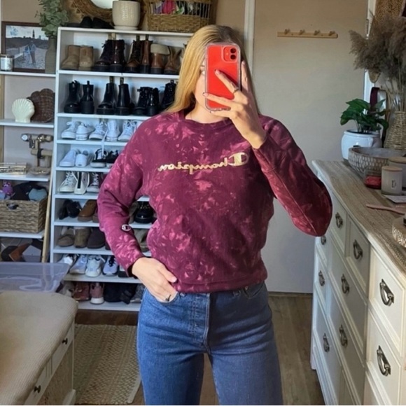 Champion tie dye crewneck sweatshirt with gold graphics - Picture 1 of 8